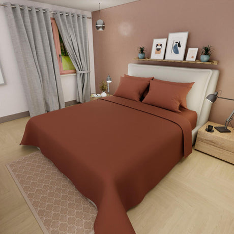 Juego de Sabanas Basic Terracota Microfibra Suavizada 4 Piezas - Sabanas | Bylmo