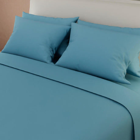 Juego de Sabanas Basic Azul Pastel 4 Piezas Suaves - Sabanas | Bylmo