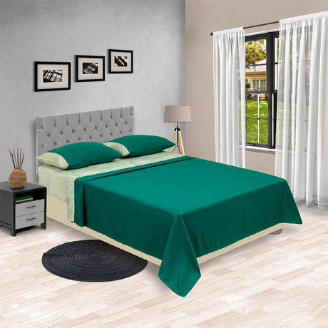 Juego de Sabanas Barcelona 4 piezas Verde Moderno Microfibra Suavizada 85 gsm. - Sabanas | Bylmo