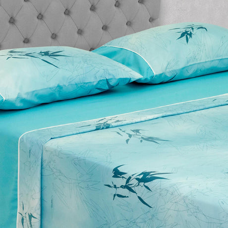 Juego de Sabanas Barcelona Moderno 4 Piezas King Azul Microfibra Suavizada - Sabanas | Bylmo