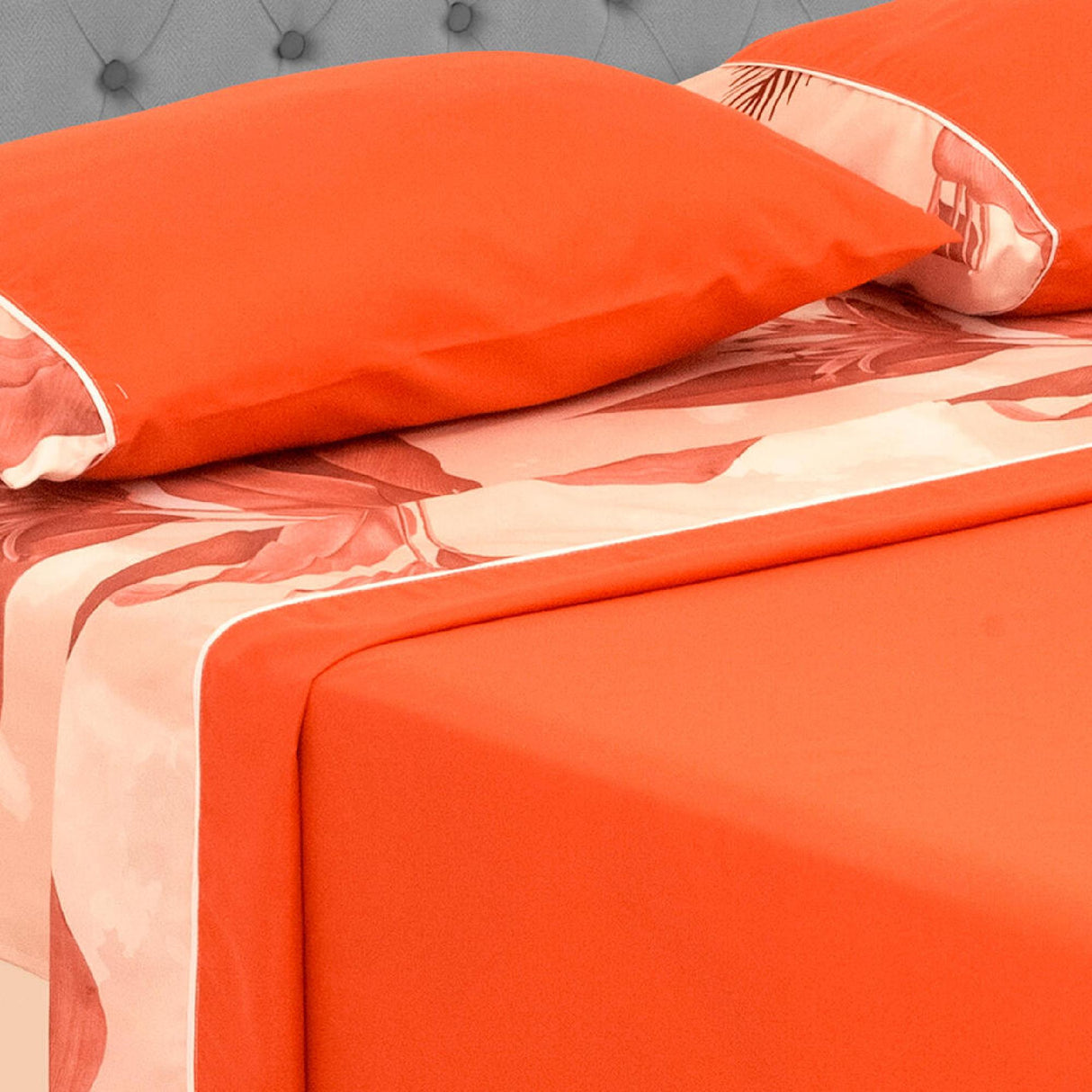 Juego de Sabanas Barcelona Cosmopolita 4 piezas Naranja 85 gsm. - Sabanas | Bylmo