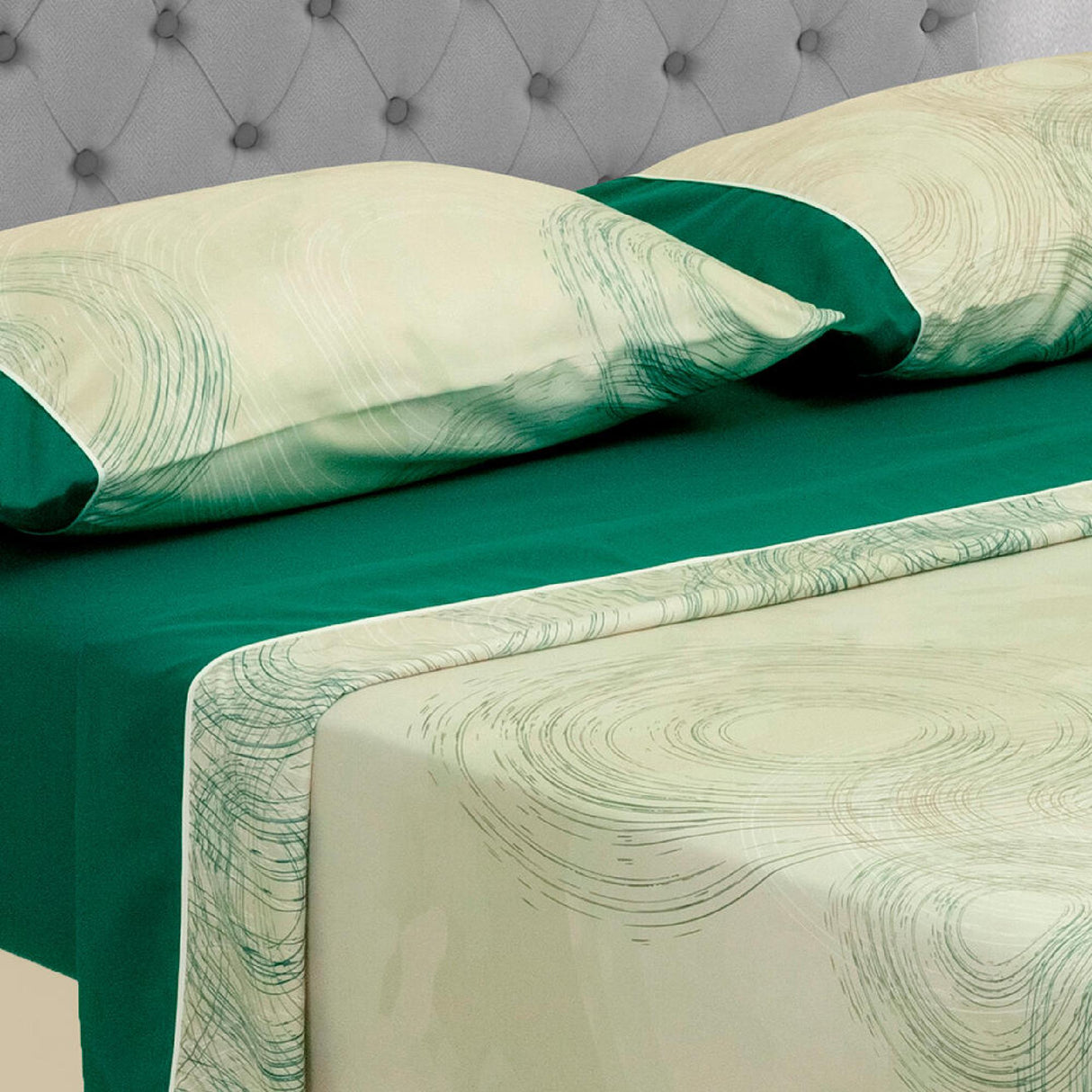 Juego de Sabanas Barcelona Estilo Moderno Verde Oscuro 4P - Sabanas | Bylmo