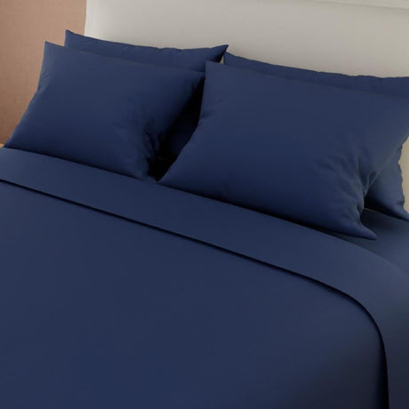 Juego de Sabanas Basic Azul Oscuro 160x190cm 4 Piezas Suaves - Sabanas | Bylmo