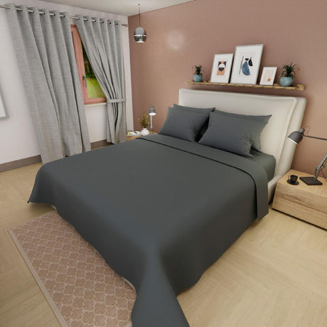 Juego de Sabanas Basic Gris Oscuro Suave Queen 160 x 190 cm - Sabanas | Bylmo