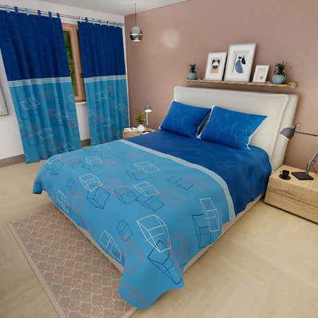 Juego de Sabanas Basic Azul Moderno Doble 140 x 190 cm - Sabanas | Bylmo