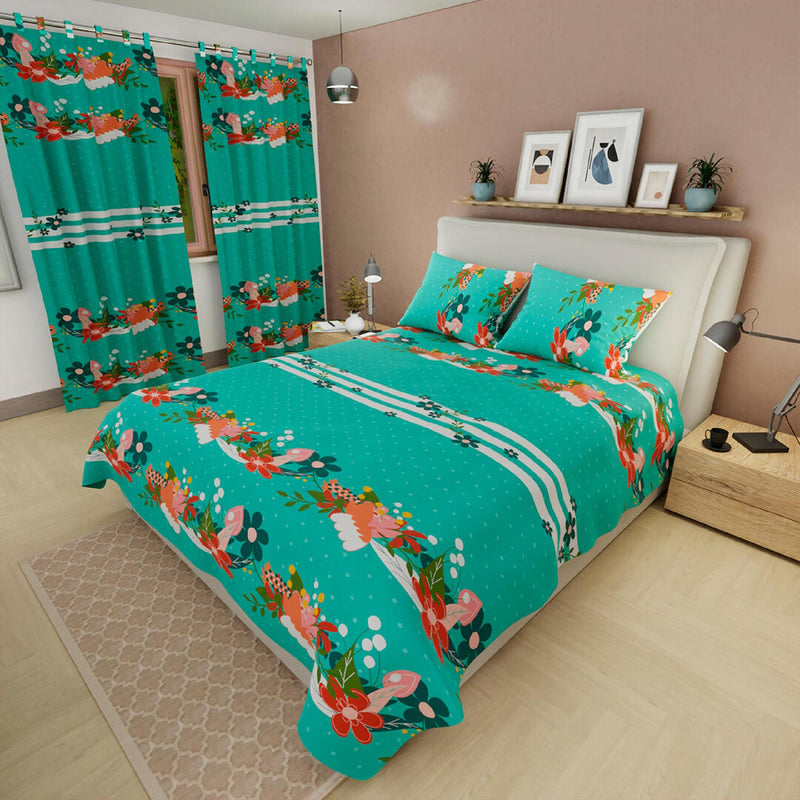 Juego De Sabanas Basic Verde Moderno Para Cama Doble 140x190cm