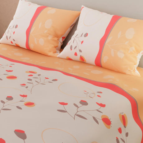 Juego de Sabanas Basic Doble Blanco Naranja Claro Suavidad 140x190cm - Sabanas | Bylmo