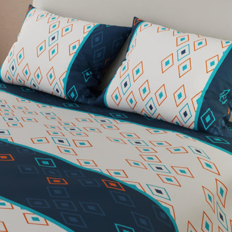 Juego de Sabanas Basic Blanco y Azul Suaves y Resistentes. - Sabanas | Bylmo