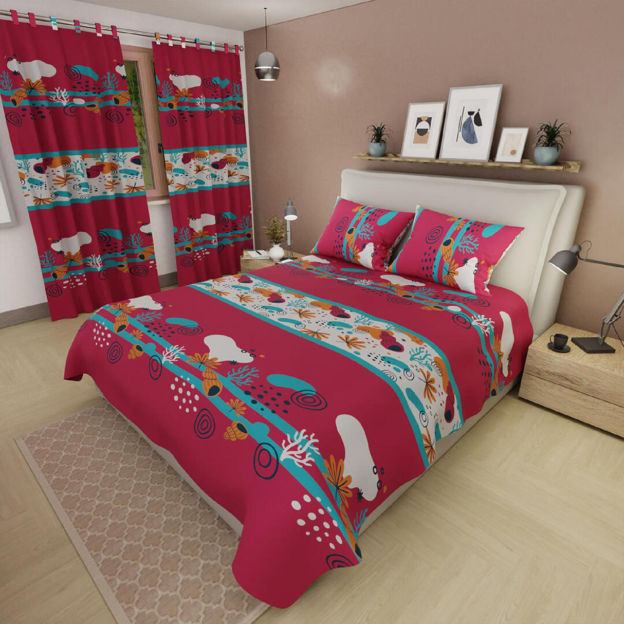 Juego de Sabanas Basic Ocean Fucsia Moderno 4 Piezas 120x190cm - Sabanas | Bylmo