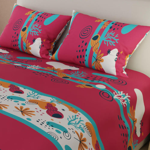 Juego De Sabanas Basic Ocean Fucsia Moderno 4 Piezas 120x190cm