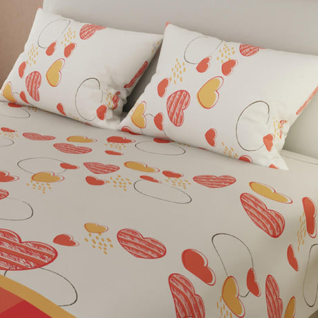 Juego de Sabanas Basic Blanco y Naranja Suavidad y Estilo Moderno. - Sabanas | Bylmo