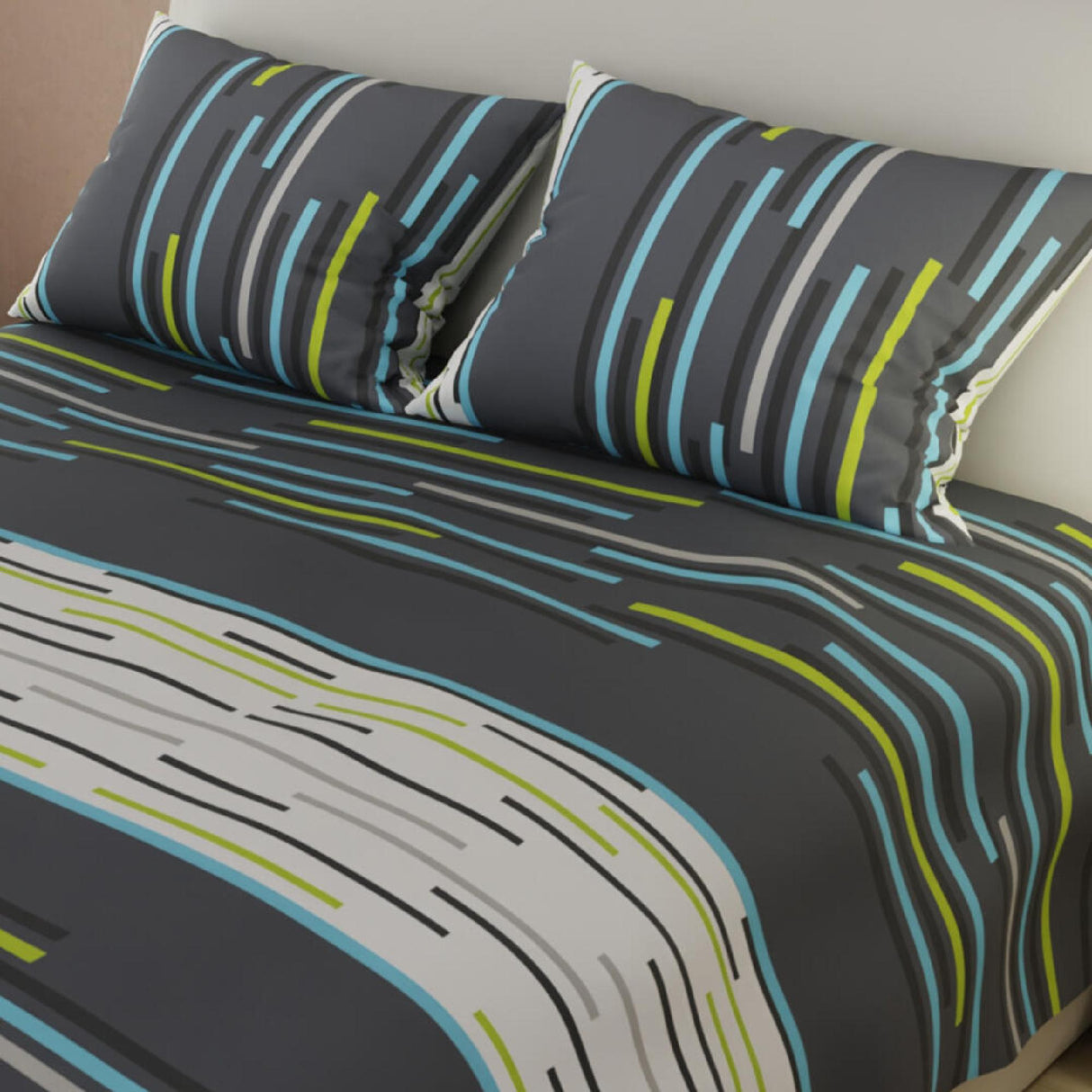 Juego de Sabanas Basic Gris Oscuro y Blanco Moderno Queen 160x190 cm - Sabanas | Bylmo