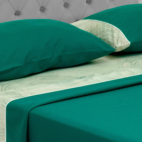 Juego de Sabanas Barcelona Cosmopolita Verde Moderno. - Sabanas | Bylmo