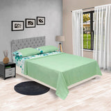 Juego de Sabanas Barcelona Cosmopolita 4 piezas 120x190 cm Blanco y Verde Microfibra Suavizada - Sabanas | Bylmo