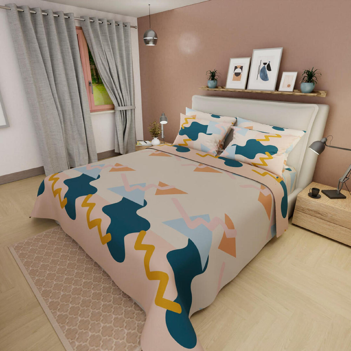 Juego de Sabanas Basic Moderno Durazno 4 piezas Queen 160x190cm - Sabanas | Bylmo