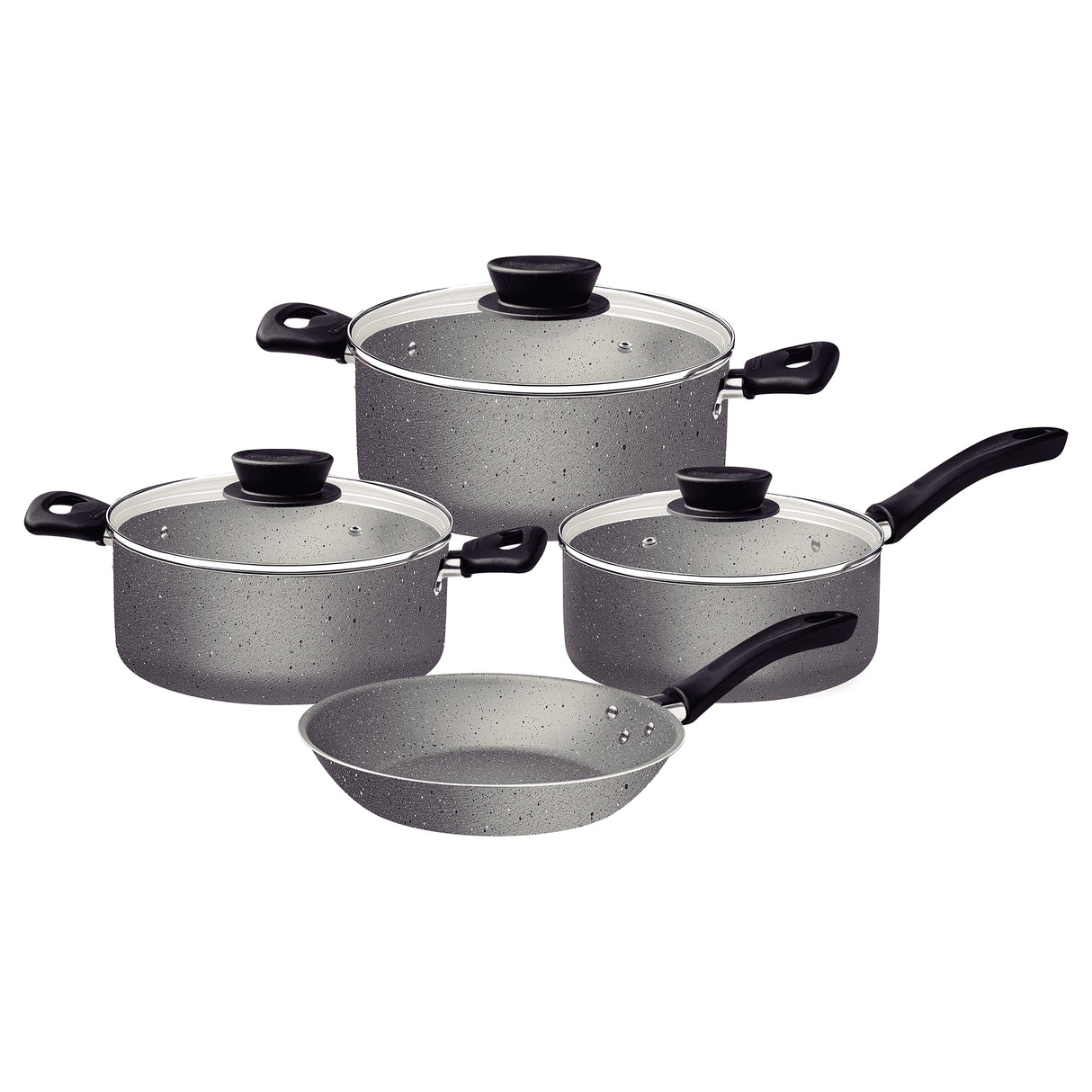 Batería de Cocina Linz Gris con Antiadherente Starflon Max Para Uso Casero - Ollas y Sartenes | Bylmo