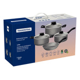 Batería de Cocina Linz Gris con Antiadherente Starflon Max Para Uso Casero - Ollas y Sartenes | Bylmo