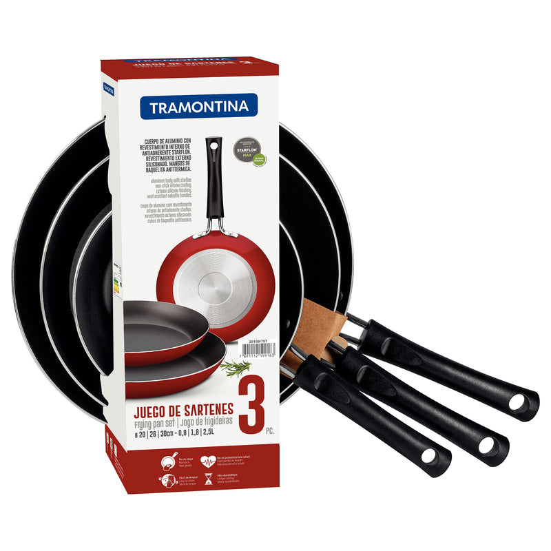 Set De Sartenes Rojo Y Negro Con Antiadherente Starflon Max Para Uso Casero