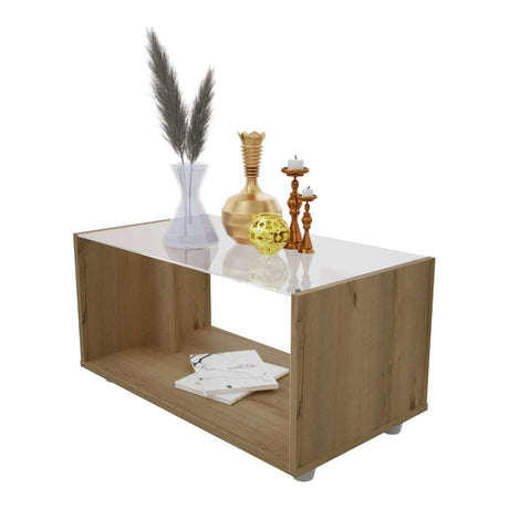 Mesa de Centro Galia Duna 68x35cm Rectangular Con Compartimiento - Mesas de Centro | Bylmo