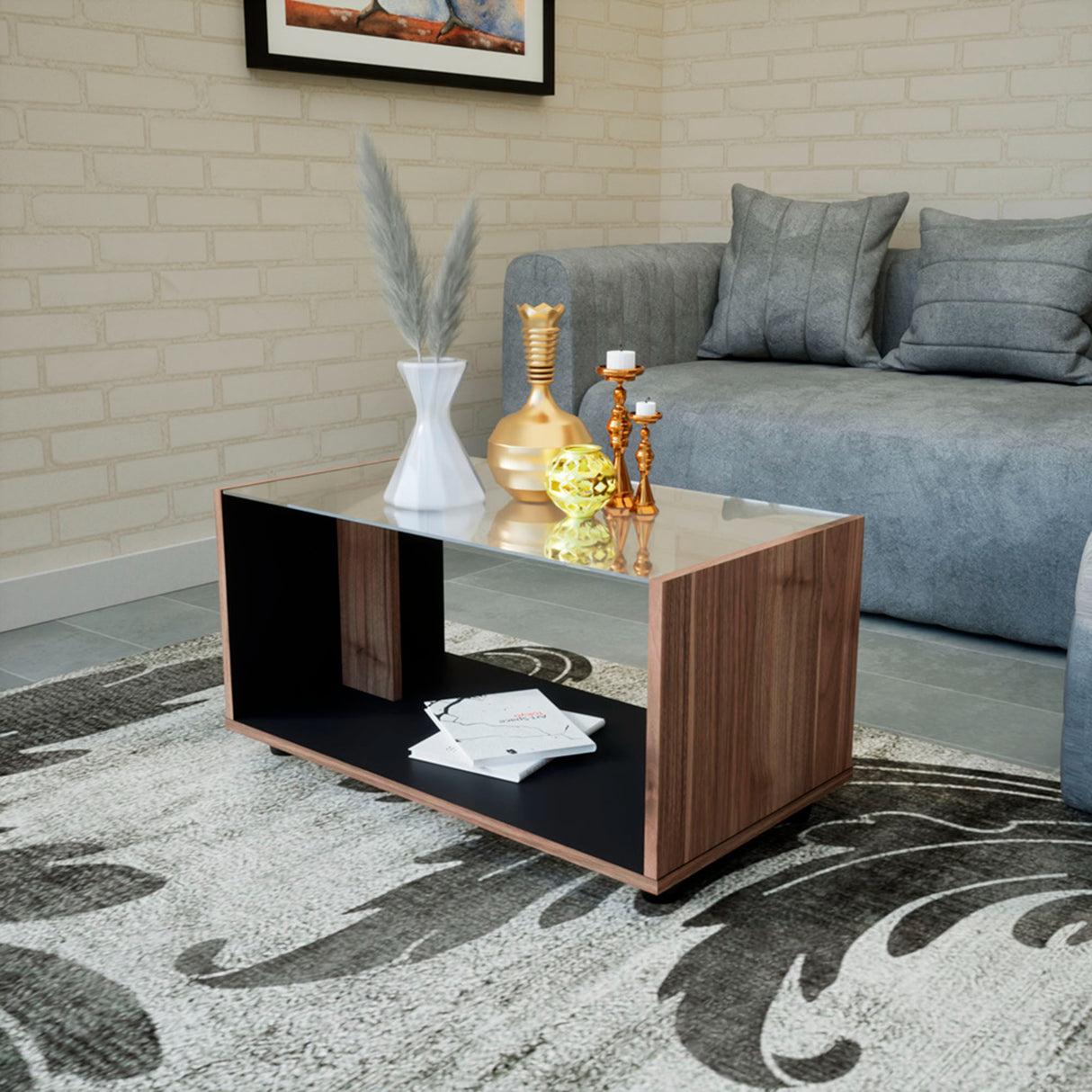 Mesa de Centro Galia Gales 68x35cm Rectangular Con Compartimiento - Mesas de Centro | Bylmo