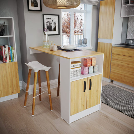 Barra de Cocina Vick Blanco y Duna 60x90cm De Pared Con Patas - Barras y Muebles Auxiliares | Bylmo