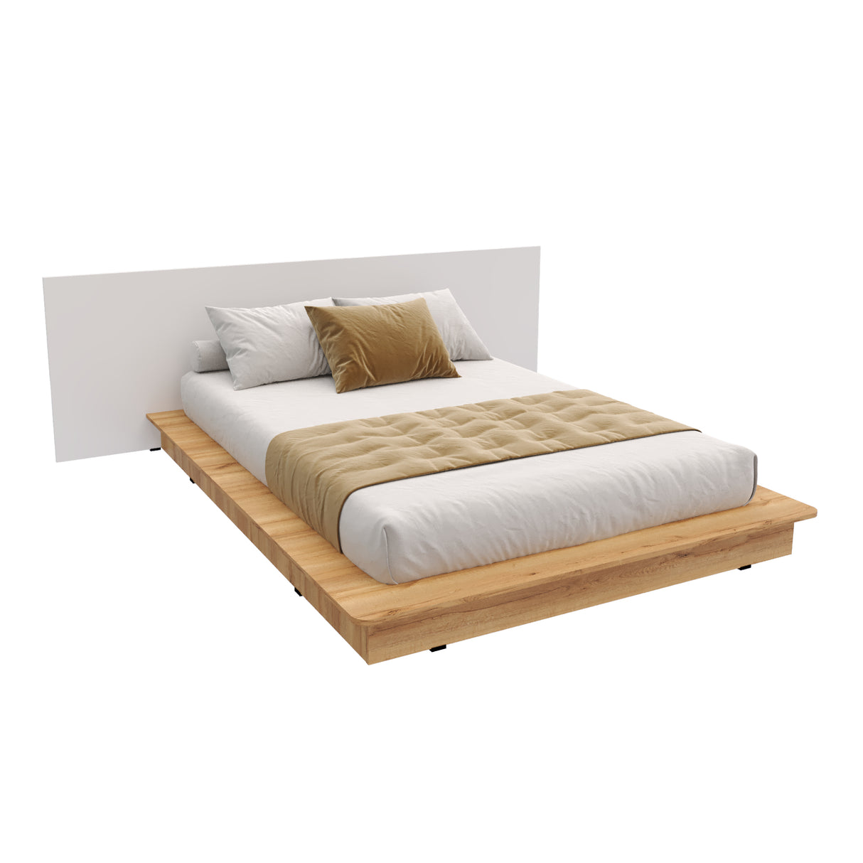 Cama Moscú Duna y Blanco Para Cama Doble 140 X 190 Con Cabecero - Camas | Bylmo