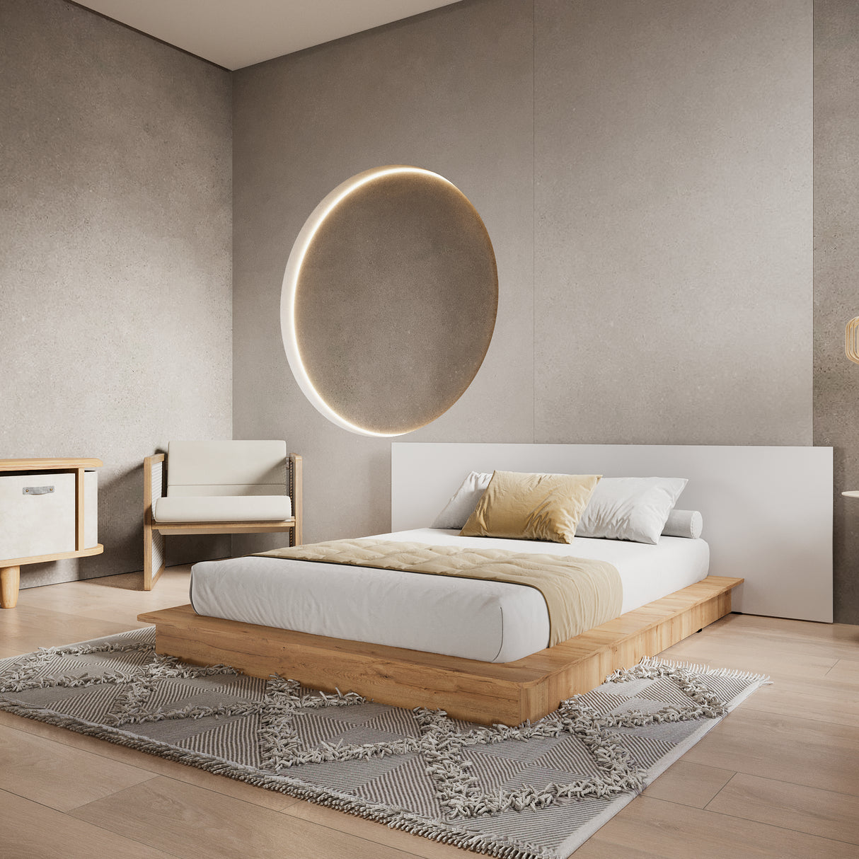 Cama Moscú Duna y Blanco Para Cama Doble 140 X 190 Con Cabecero - Camas | Bylmo