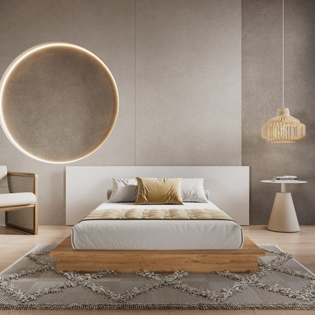 Cama Moscú Duna y Blanco Para Cama Doble 140 X 190 Con Cabecero - Camas | Bylmo