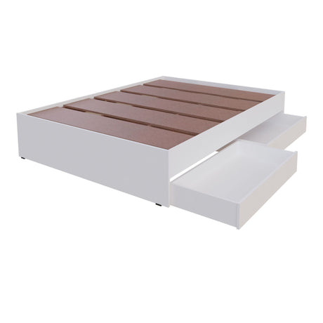 Cama Chicago Blanco Para Cama Doble 140 X 190 Con Cabecero y Almacenamiento - Camas | Bylmo