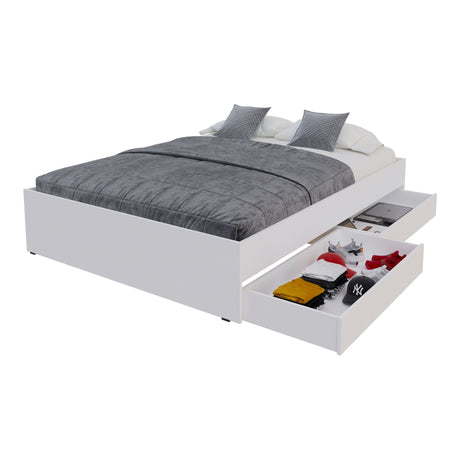 Cama Chicago Blanco Para Cama Doble 140 X 190 Con Cabecero y Almacenamiento - Camas | Bylmo