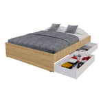 Cama Chicago Duna Y Blanco Para Cama Doble 140 X 190 Con Almacenamiento