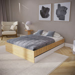 Cama Chicago Duna Y Blanco Para Cama Doble 140 X 190 Con Almacenamiento