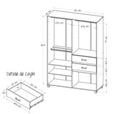 Closet Nova Caramelo 140x199cm Con Dos Cajones - Closets | Bylmo