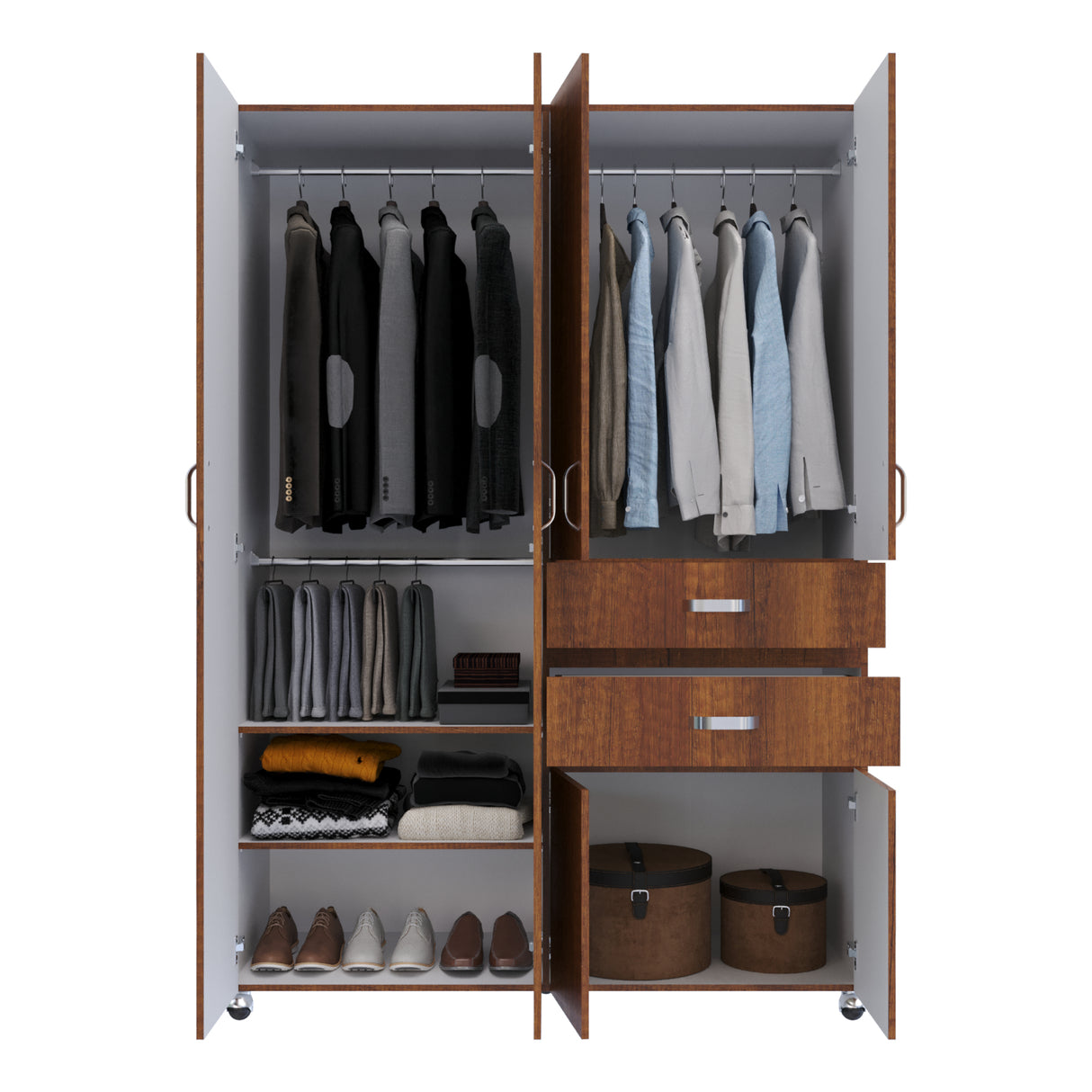 Closet Nova Caramelo 140x199cm Con Dos Cajones - Closets | Bylmo
