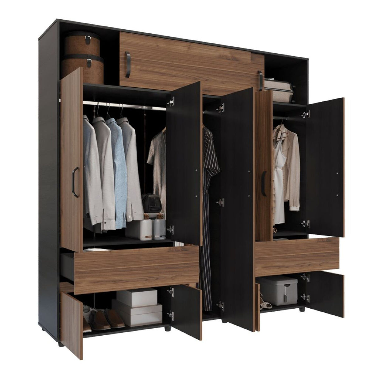 Closet Bari Gales y Wengue 200x200cm Con Tres Cajones - Closets | Bylmo