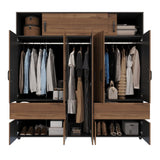 Closet Bari Gales y Wengue 200x200cm Con Tres Cajones - Closets | Bylmo