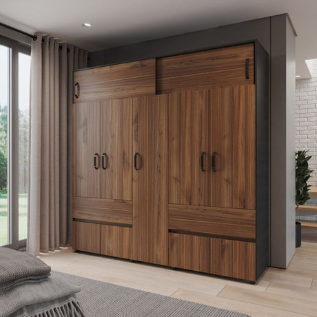 Closet Bari Gales y Wengue 200x200cm Con Tres Cajones - Closets | Bylmo