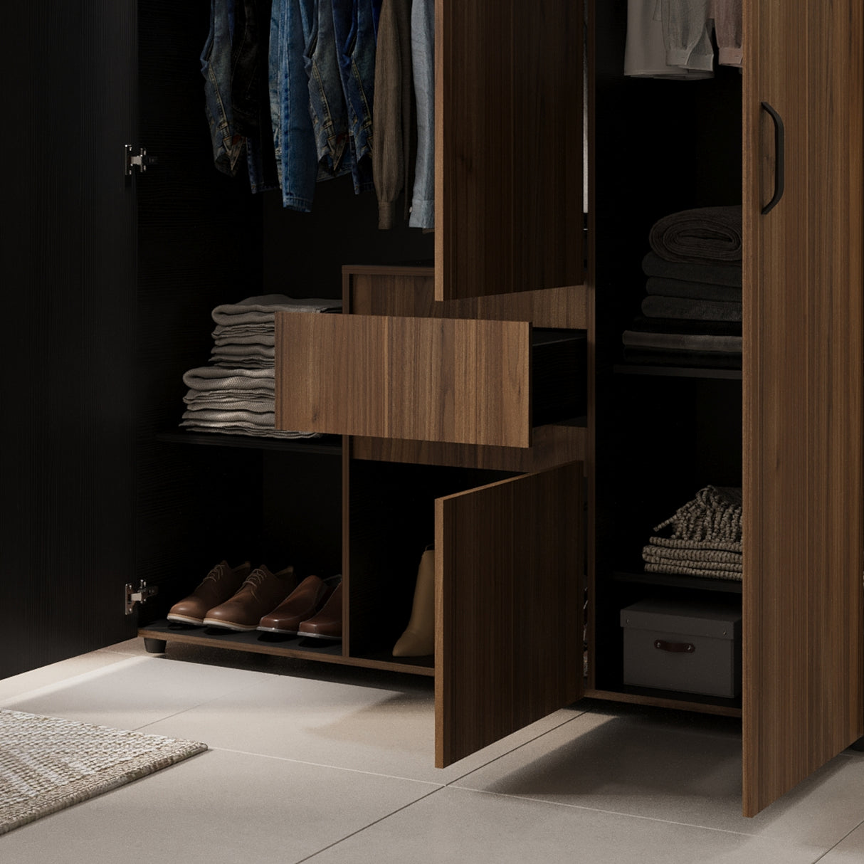 Closet Mary Gales y Wengue 160x200cm Con Dos Cajones - Closets | Bylmo