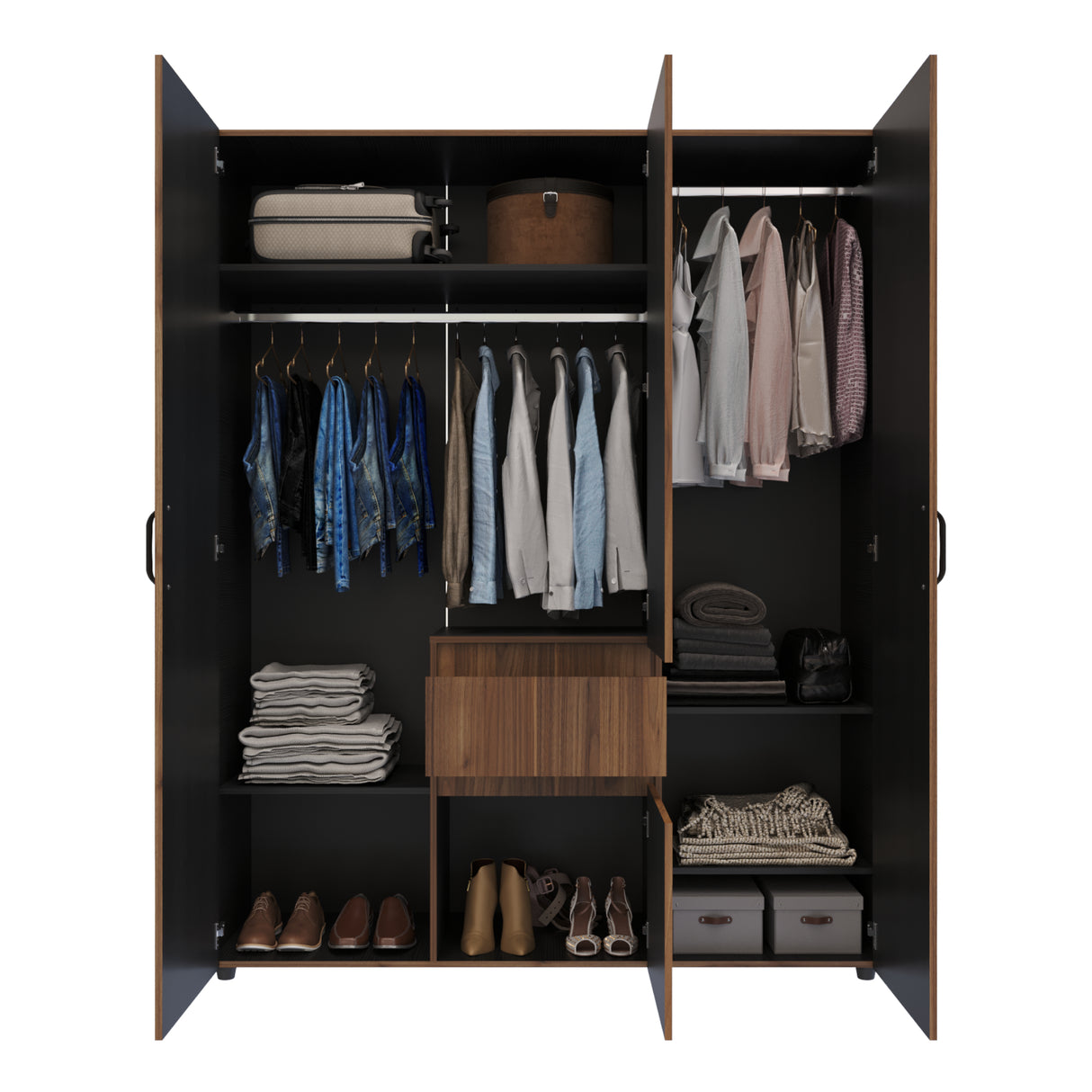 Closet Mary Gales y Wengue 160x200cm Con Dos Cajones - Closets | Bylmo