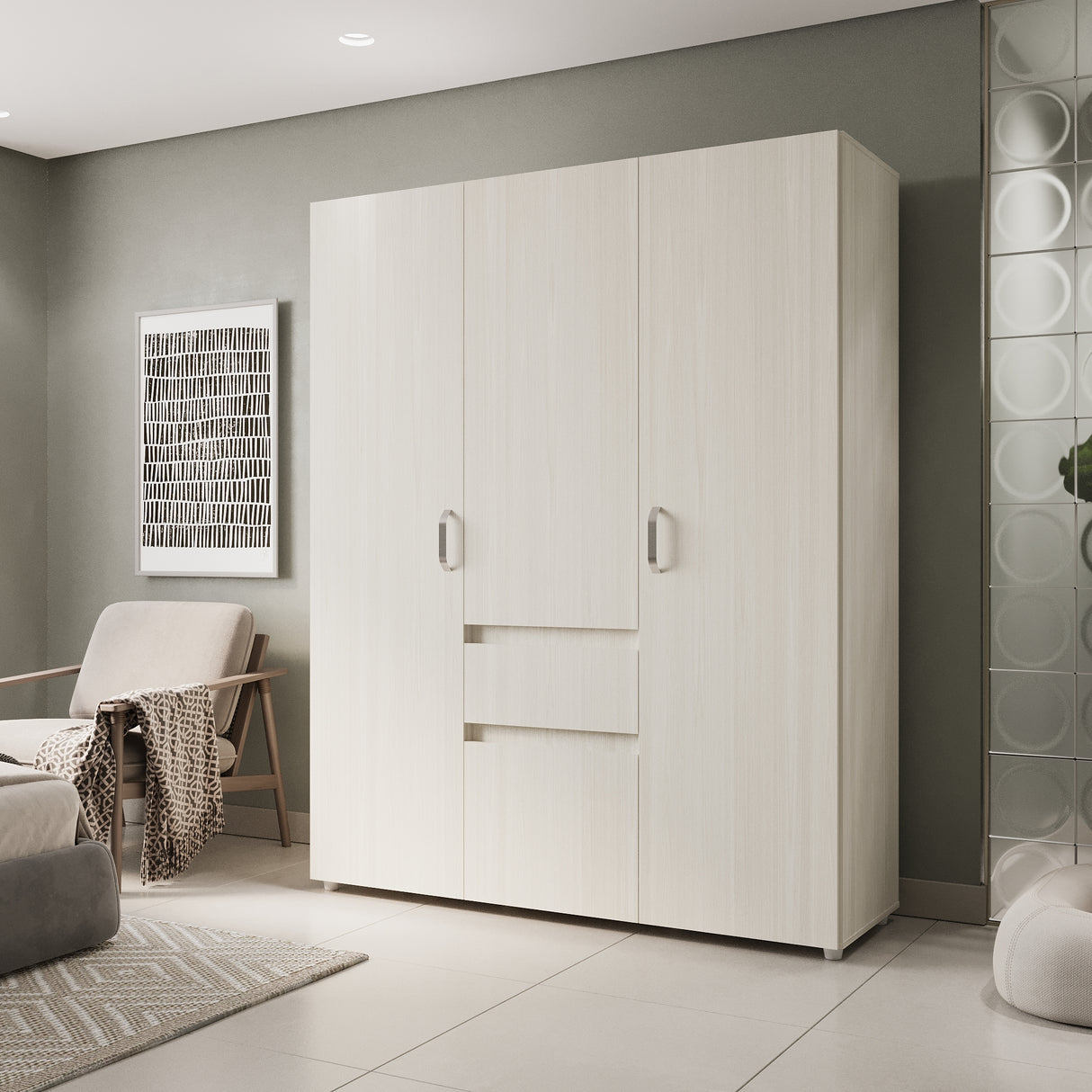 Closet Mary Niebla y Blanco 160x200cm Con Dos Cajones - Closets | Bylmo