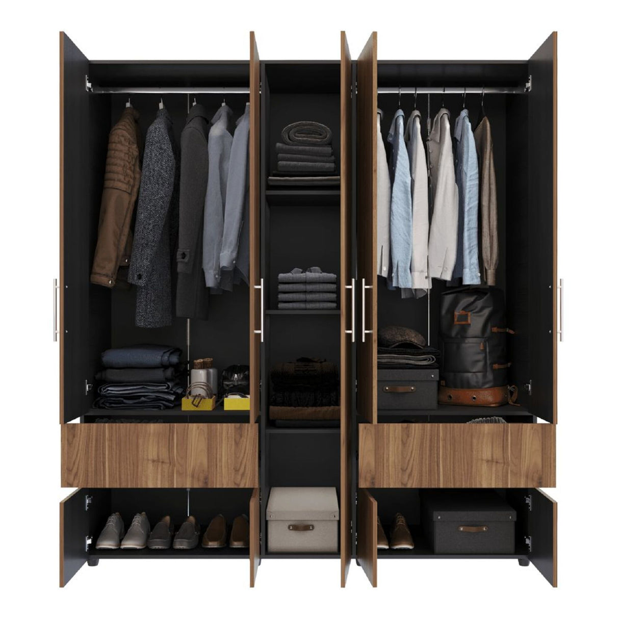 Closet Venecia Gales y Wengue 180x200cm Con Dos Cajones - Closets | Bylmo