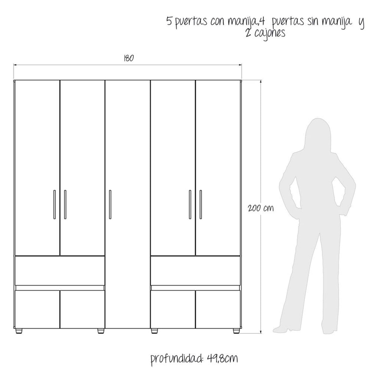 Closet Venecia Gales y Wengue 180x200cm Con Dos Cajones - Closets | Bylmo