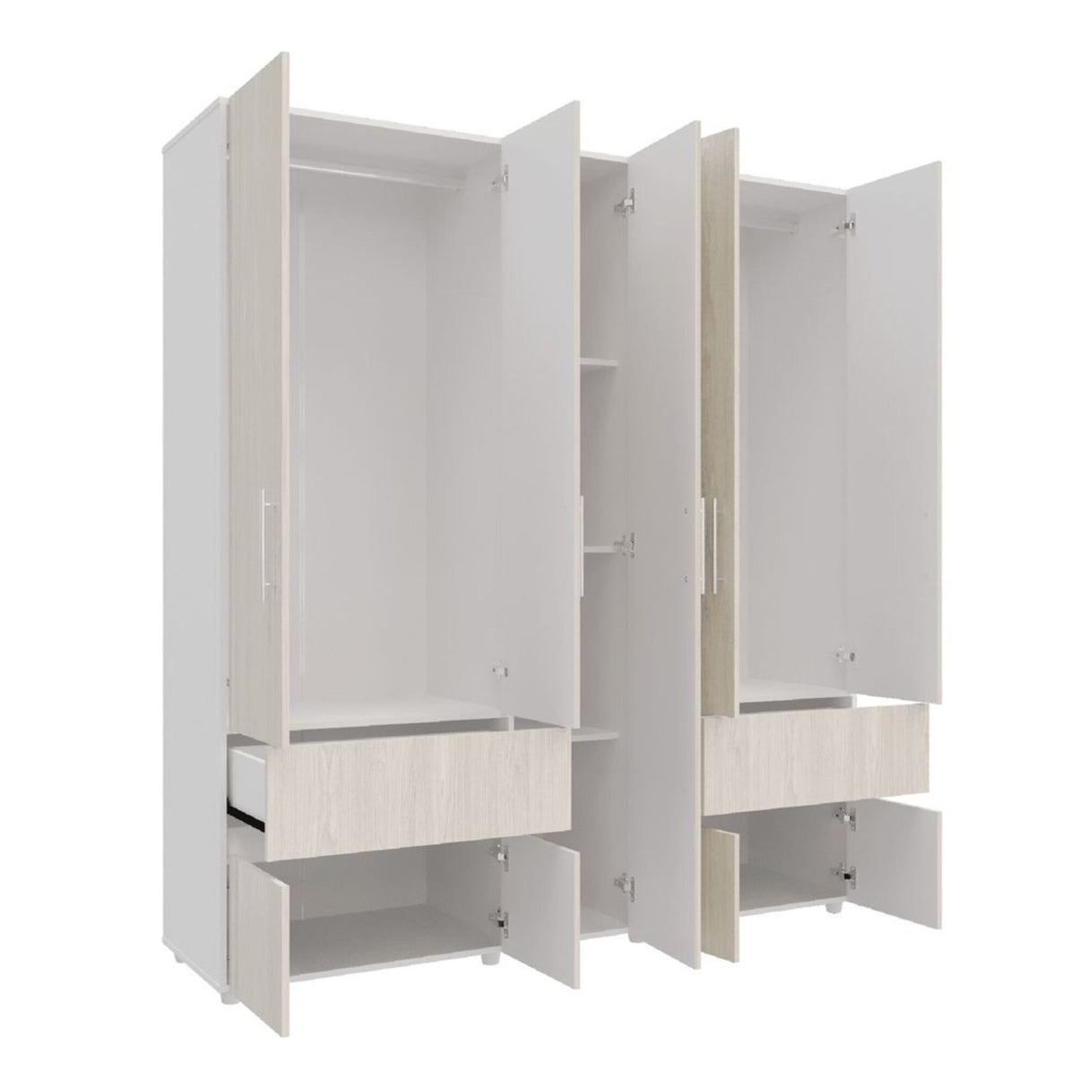 Closet Venecia Niebla y Blanco 180x200cm Con Dos Cajones - Closets | Bylmo