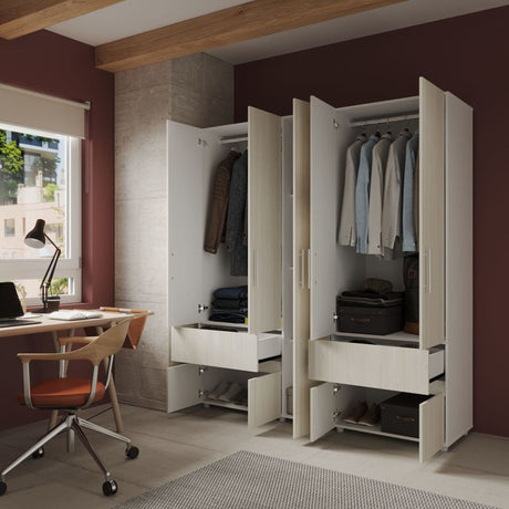 Closet Venecia Niebla y Blanco 180x200cm Con Dos Cajones - Closets | Bylmo