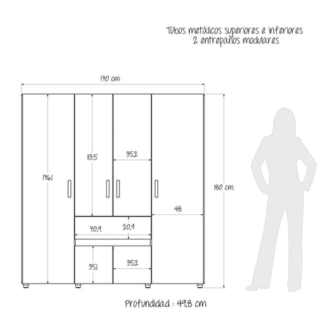Closet Pekin Wengue 170x200cm Con Un Cajón - Closets | Bylmo