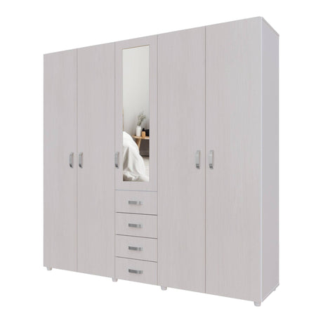 Closet Atenas Niebla y Blanco 200x200cm Con Cuatro Cajones y Con Espejo - Closets | Bylmo