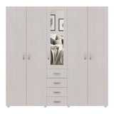 Closet Atenas Niebla y Blanco 200x200cm Con Cuatro Cajones y Con Espejo - Closets | Bylmo