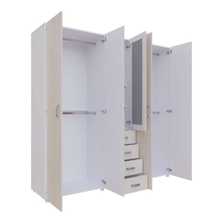 Closet Atenas Niebla y Blanco 200x200cm Con Cuatro Cajones y Con Espejo - Closets | Bylmo