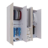 Closet Atenas Niebla y Blanco 200x200cm Con Cuatro Cajones y Con Espejo - Closets | Bylmo