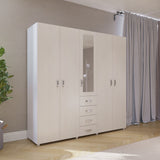 Closet Atenas Niebla y Blanco 200x200cm Con Cuatro Cajones y Con Espejo - Closets | Bylmo